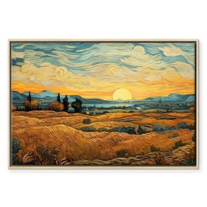 Tableau - Impressionistic fields - painted golden landscape with fields of grain