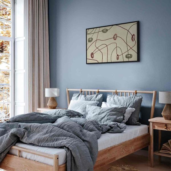 Tableau - Lines and shapes – bead labyrinth on a pale washed background