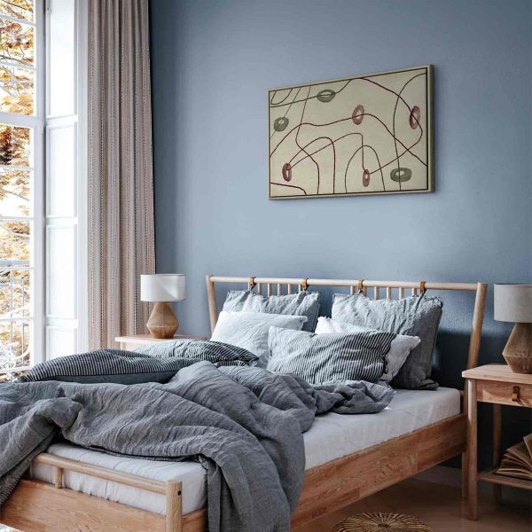 Tableau - Lines and shapes – bead labyrinth on a pale washed background