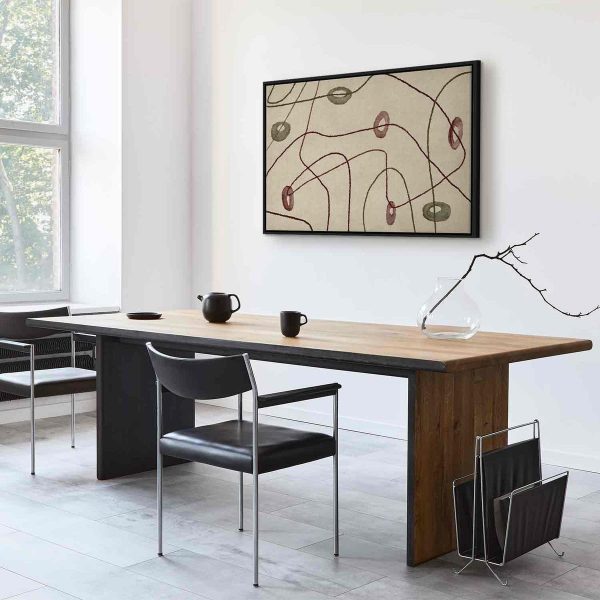 Tableau - Lines and shapes – bead labyrinth on a pale washed background