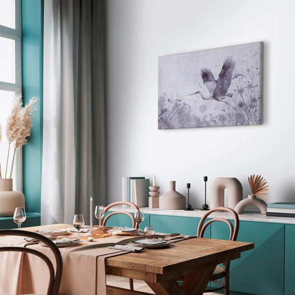 Tableau - Majestic flight - a crane in flight in monochrome