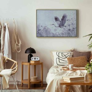 Tableau - Majestic flight - a crane in flight in monochrome