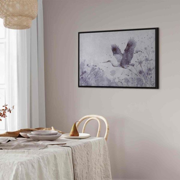 Tableau - Majestic flight - a crane in flight in monochrome