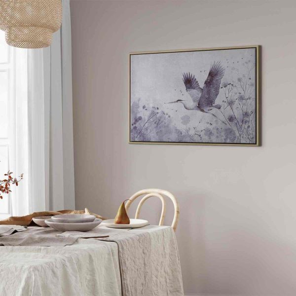 Tableau - Majestic flight - a crane in flight in monochrome