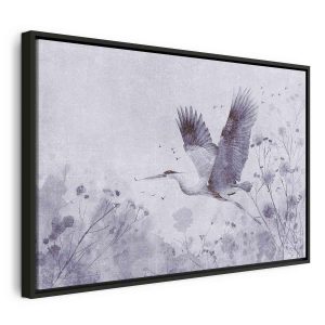 Tableau - Majestic flight - a crane in flight in monochrome
