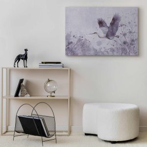 Tableau - Majestic flight - a crane in flight in monochrome