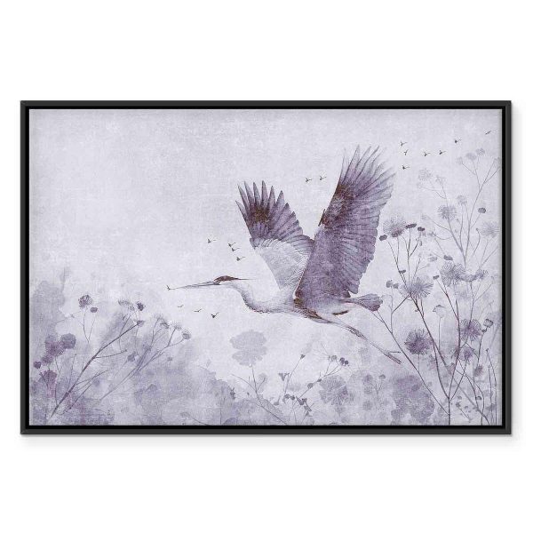 Tableau - Majestic flight - a crane in flight in monochrome