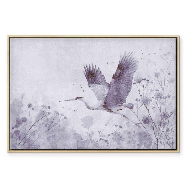 Tableau - Majestic flight - a crane in flight in monochrome