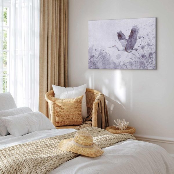 Tableau - Majestic flight - a crane in flight in monochrome