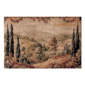 Tableau - Mediterranean landscape - old tapestry with a hill and a lake
