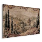 Tableau - Mediterranean landscape - old tapestry with a hill and a lake