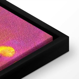 Tableau - Modern impressionism - night landscape of a lake with a floating boat