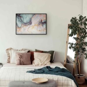 Tableau - Pastel stones - pink and blue structures on a marble base