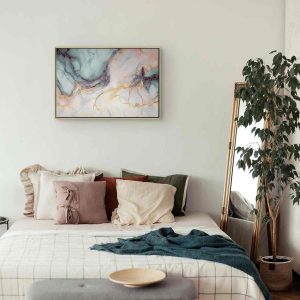 Tableau - Pastel stones - pink and blue structures on a marble base