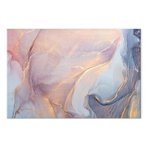 Tableau - Pink and blue marble - abstract watercolour with gold accents