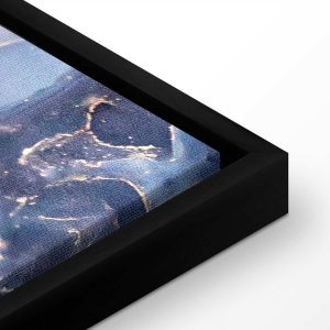 Tableau - Pink and blue marble - abstract watercolour with gold accents