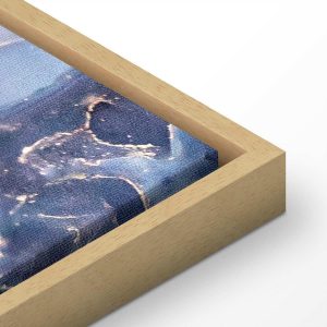 Tableau - Pink and blue marble - abstract watercolour with gold accents