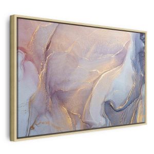 Tableau - Pink and blue marble - abstract watercolour with gold accents