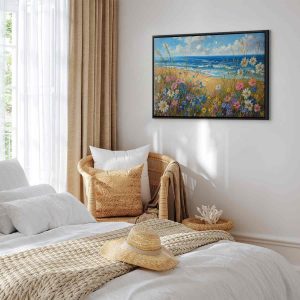 Tableau - Seascape – wildflowers and a view of the rough sea