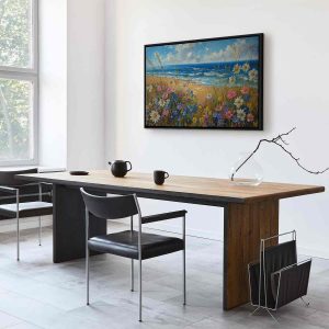 Tableau - Seascape – wildflowers and a view of the rough sea