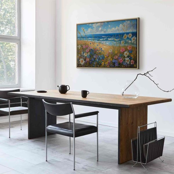 Tableau - Seascape – wildflowers and a view of the rough sea