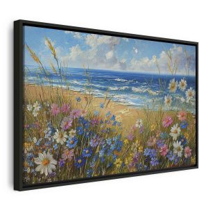 Tableau - Seascape – wildflowers and a view of the rough sea