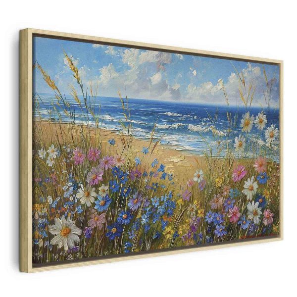 Tableau - Seascape – wildflowers and a view of the rough sea