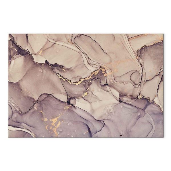 Tableau - Watercolour abstraction - powder pink marble with gold accents