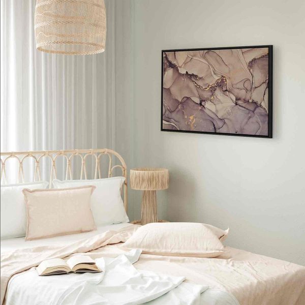 Tableau - Watercolour abstraction - powder pink marble with gold accents