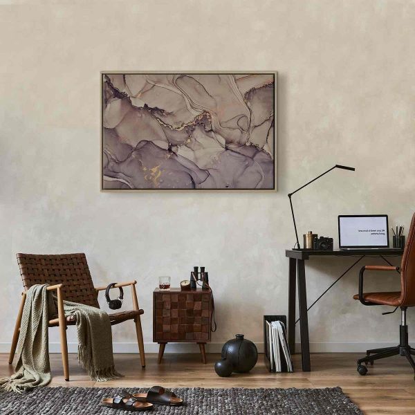 Tableau - Watercolour abstraction - powder pink marble with gold accents