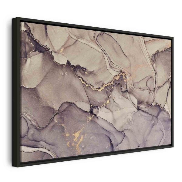 Tableau - Watercolour abstraction - powder pink marble with gold accents