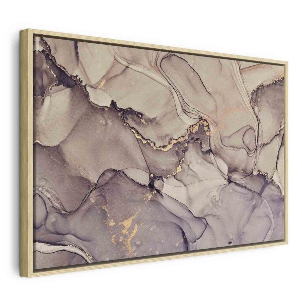 Tableau - Watercolour abstraction - powder pink marble with gold accents