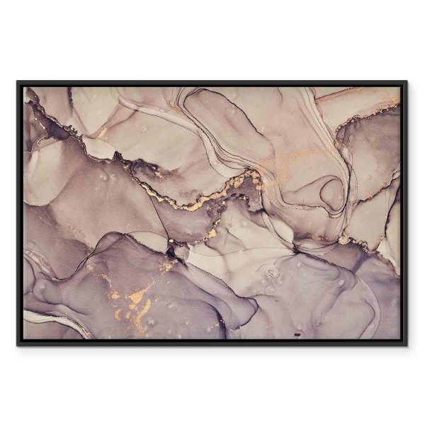 Tableau - Watercolour abstraction - powder pink marble with gold accents