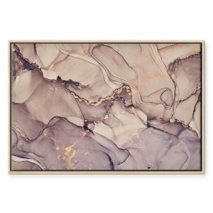 Tableau - Watercolour abstraction - powder pink marble with gold accents