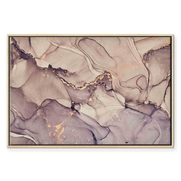 Tableau - Watercolour abstraction - powder pink marble with gold accents