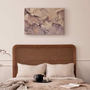 Tableau - Watercolour abstraction - powder pink marble with gold accents