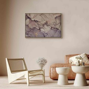 Tableau - Watercolour abstraction - powder pink marble with gold accents