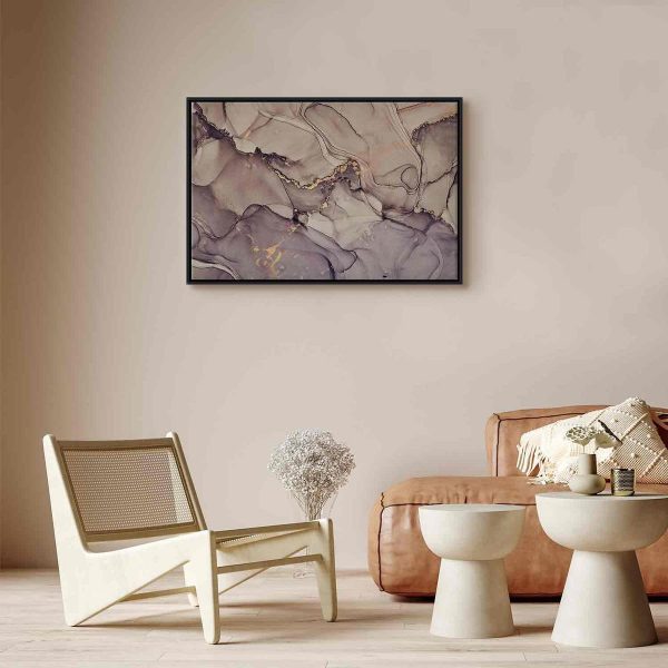 Tableau - Watercolour abstraction - powder pink marble with gold accents
