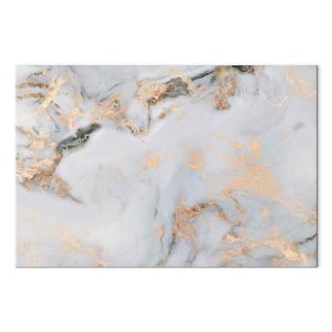 Tableau - White stone – elegant marble with golden reflections
