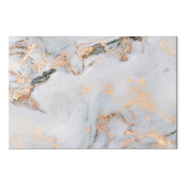 Tableau - White stone – elegant marble with golden reflections