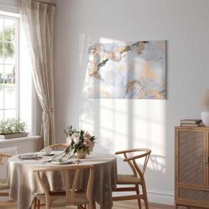 Tableau - White stone – elegant marble with golden reflections