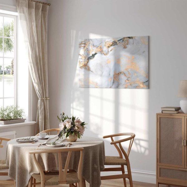 Tableau - White stone – elegant marble with golden reflections