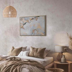 Tableau - White stone – elegant marble with golden reflections