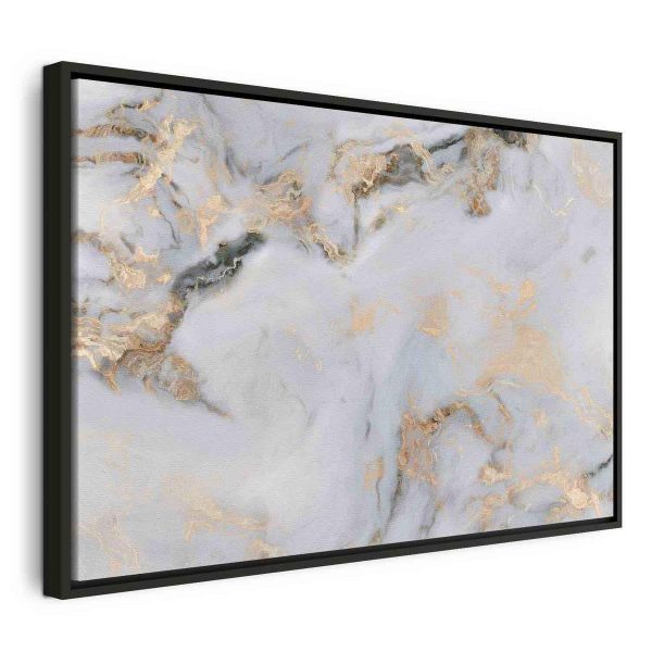 Tableau - White stone – elegant marble with golden reflections