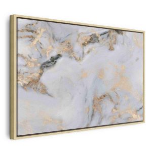 Tableau - White stone – elegant marble with golden reflections