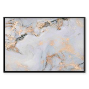 Tableau - White stone – elegant marble with golden reflections
