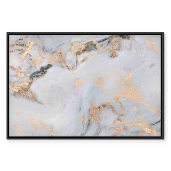 Tableau - White stone – elegant marble with golden reflections