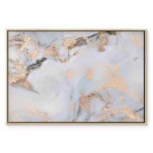 Tableau - White stone – elegant marble with golden reflections