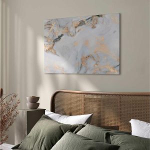 Tableau - White stone – elegant marble with golden reflections