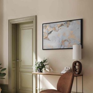 Tableau - White stone – elegant marble with golden reflections